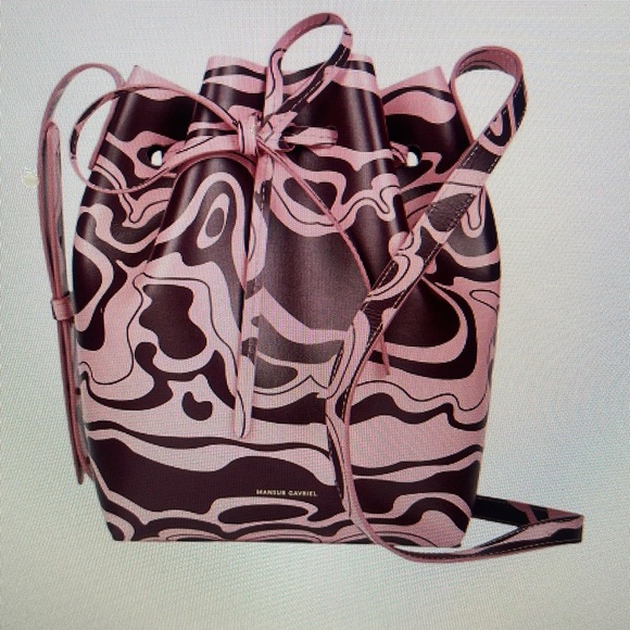 SOLD!!!!!  MANSUR GAVRIEL MINI LEATHER BUCKET BAG IN FLAMINGO PLUM - Picture 3 of 11